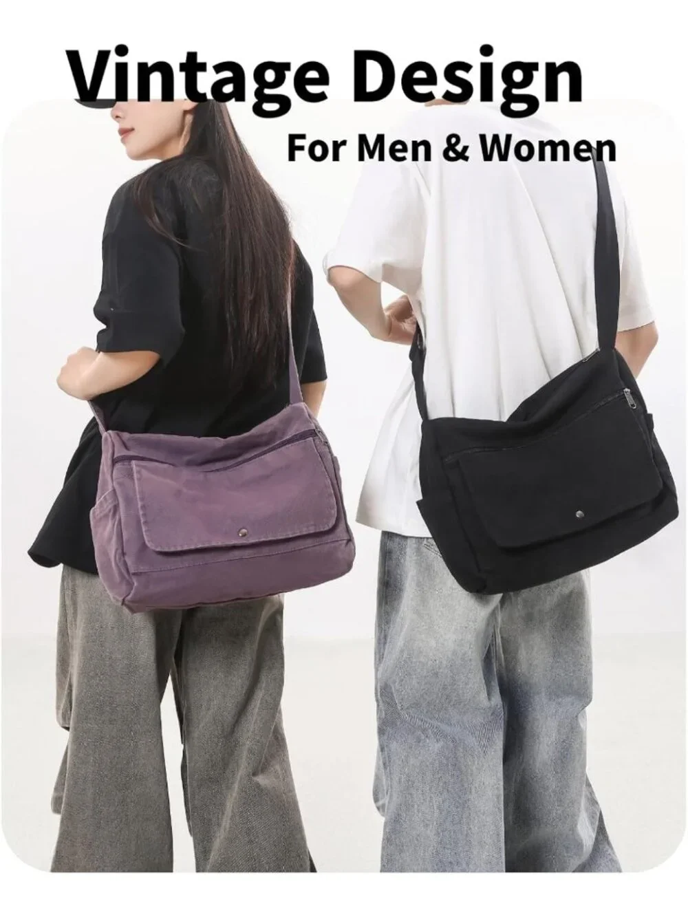 Stylish Canvas Crossbody Messenger Bag for Women & Men - Vintage Satchel Design